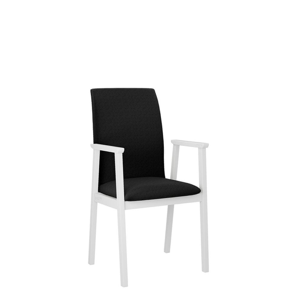 Veneti Čalúnená jedálenská stolička s podrúčkami NASU 1 - biela / čierna